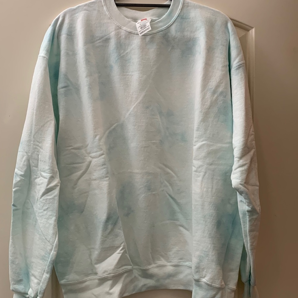 Hanes Teal Blue Tie Dye Sweatshirt